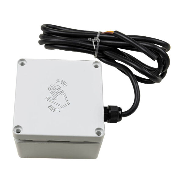 Bouton poussoir sans contact étanche et robuste technologie radar Magic Switch Indus IP65 BEA pour salle blanche, industrie, grande distribution, hangar, usine