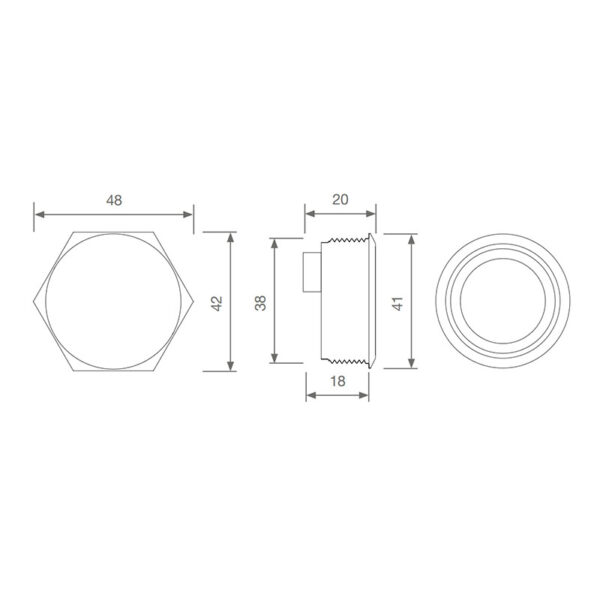 Dimensions de la platine de signalisation et d’appel par commande infrarouge sans contact Izyx IRS38TL