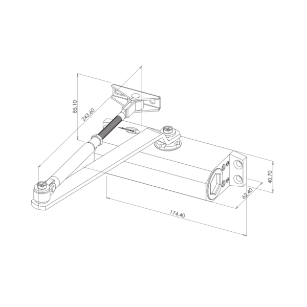 dimensions du groom ferme-porte à bras compas hydraulique Sewosy DC01