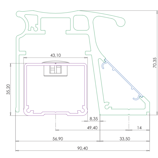 SEWOSY CPREG2N Bandeau 2 ventouses électromagnétiques 2500 mm Aluminium satiné 2 x 300 daN 12/24V DC + CTC conforme NF S 61 937 Issue de secours