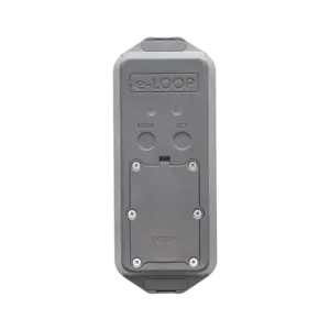 Boucle de détection électronique e-Loop de véhicules pour parking, fixation murale, transmission sans fil radio, distance de détection jusqu’à 3,5 mètres. Double technologie magnétomètre et radar. EL00PM-RAD.