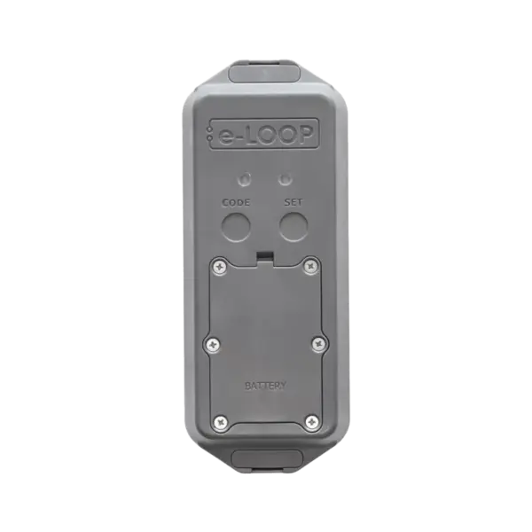 Boucle de détection électronique e-Loop de véhicules pour parking, fixation murale, transmission sans fil radio, distance de détection jusqu’à 3,5 mètres. Double technologie magnétomètre et radar. EL00PM-RAD.