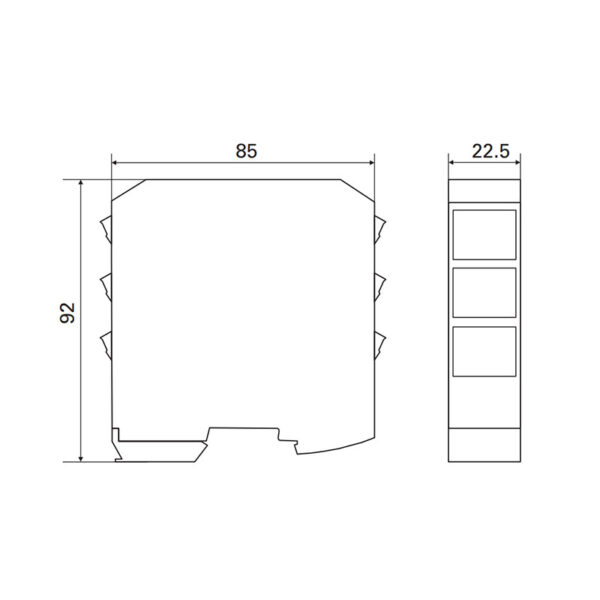 Dimensions du détecteur de boucle Bircher Proloop pour portails industriels, barrières automatiques, équipement de parkings