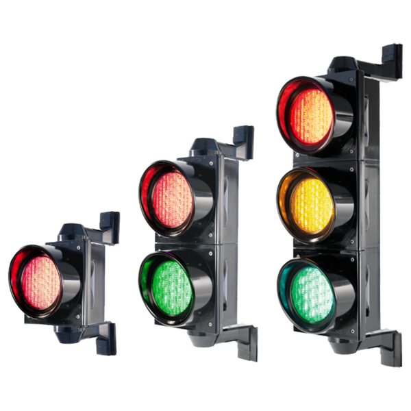 Boitier de feux à la leds tricolore : rouge, orange, vert pour la signalisation des voies de circulation