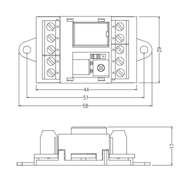 Dimensions du module temporisation universel pour porte verrouillée par ventouse électromagnétique ou gâche électrique Izyx Systems TM200