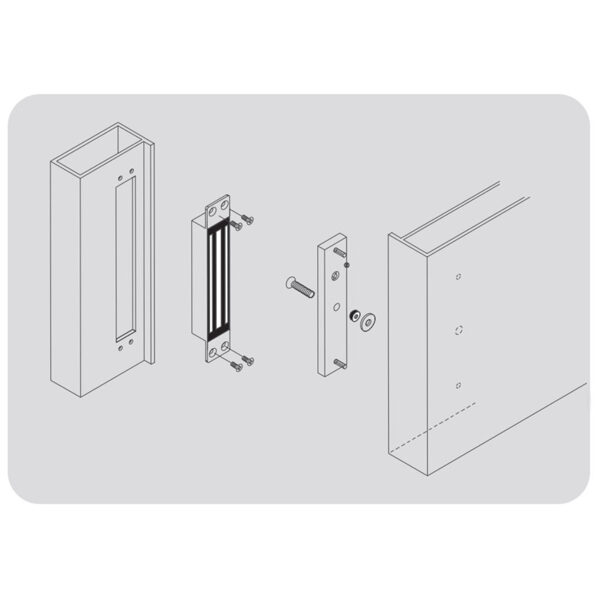 fixation par plaques et vis ventouse électromagnétique à encastrer . Izyx Systems EMM60035 et EMM60035C.